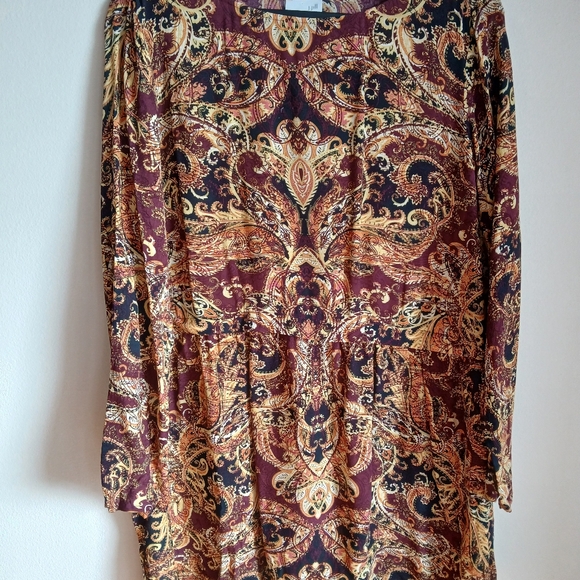 J Jill Paisley Tunic Blouse Top Lightweight Long Sleeve Travel Office - Picture 2 of 14